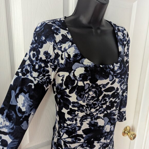 INC international concepts Navy and white floral dress - small - Picture 2 of 7